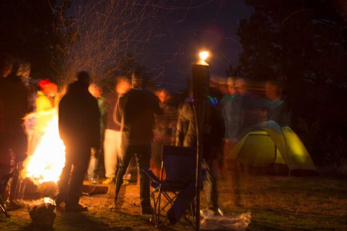 Noisy campers in a caravan park.